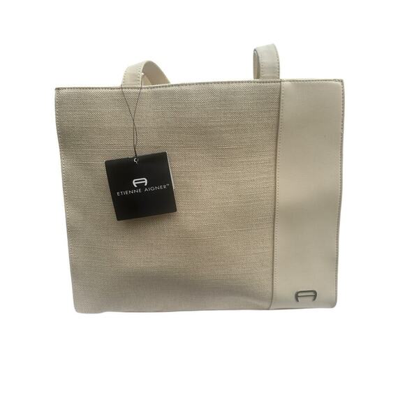 Etienne Aigner Canvas & Leather Tote Bag – Elegant Neutral Tones - Picture 2 of 6
